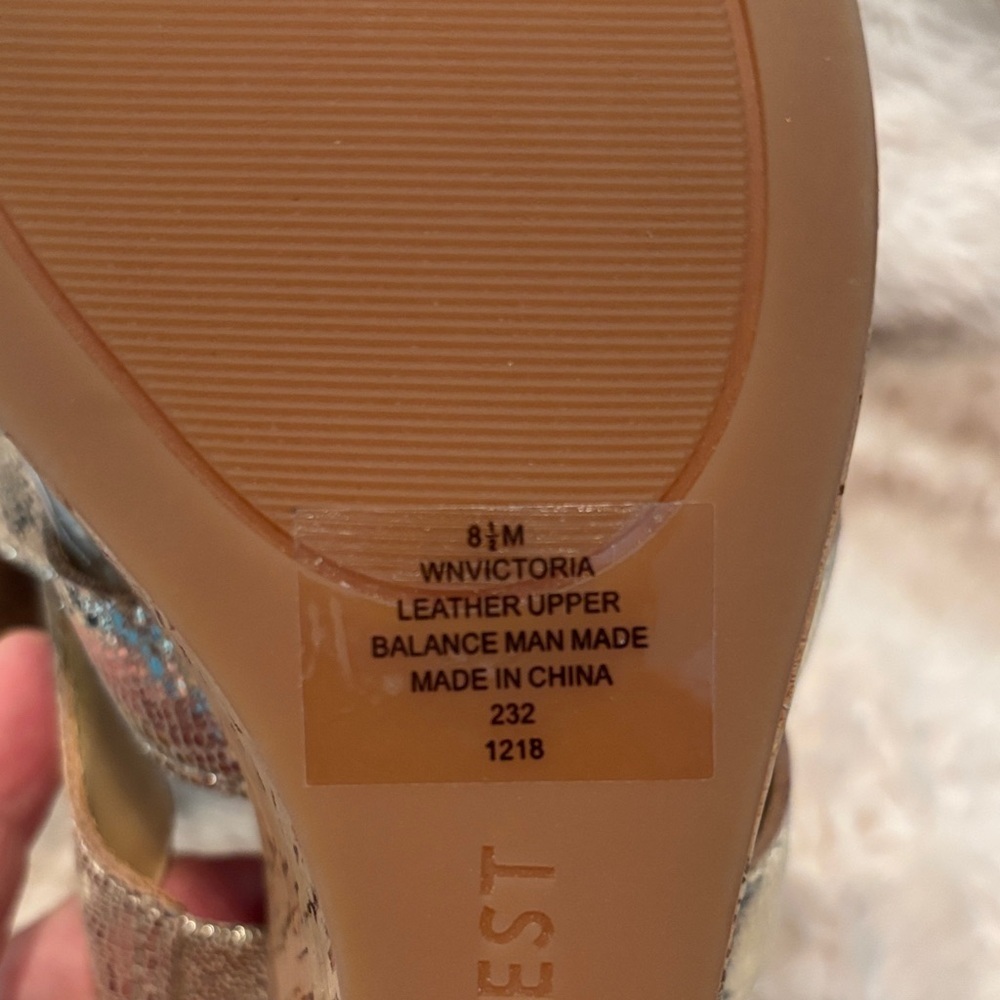 Nine West Metallic Gold Wedge Sandals - Picture 9 of 11
